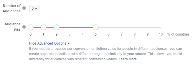 number of audiences and sizes