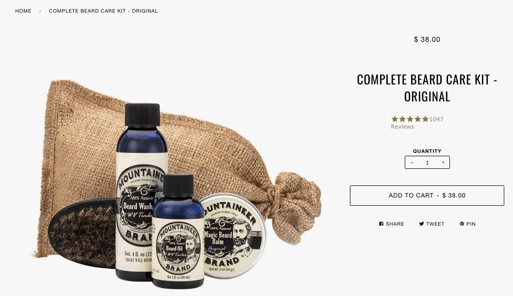 Beard oil kit from Mountaineer Brand