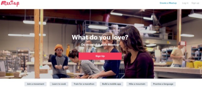 Meetup homepage 2018