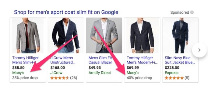 example when searching for Men’s sports coats