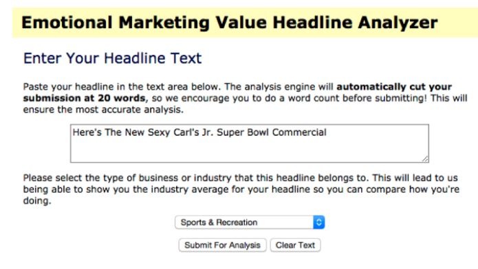 Emotional Marketing Value Headline Analyzer