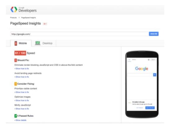 Google’s PageSpeed Insights
