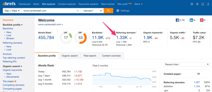 ahref referring domains