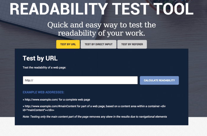 Readability Test Tool