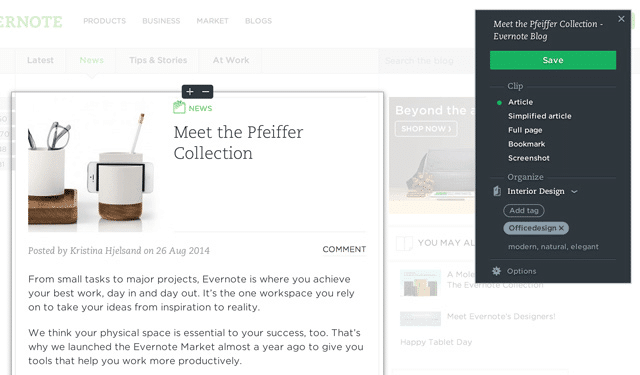 Evernote Web Clipper for adding photos to your site posts and pages