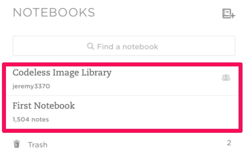 Evernote Library feature