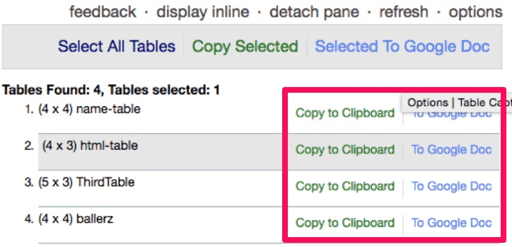 Table Capture to convert HTML tables