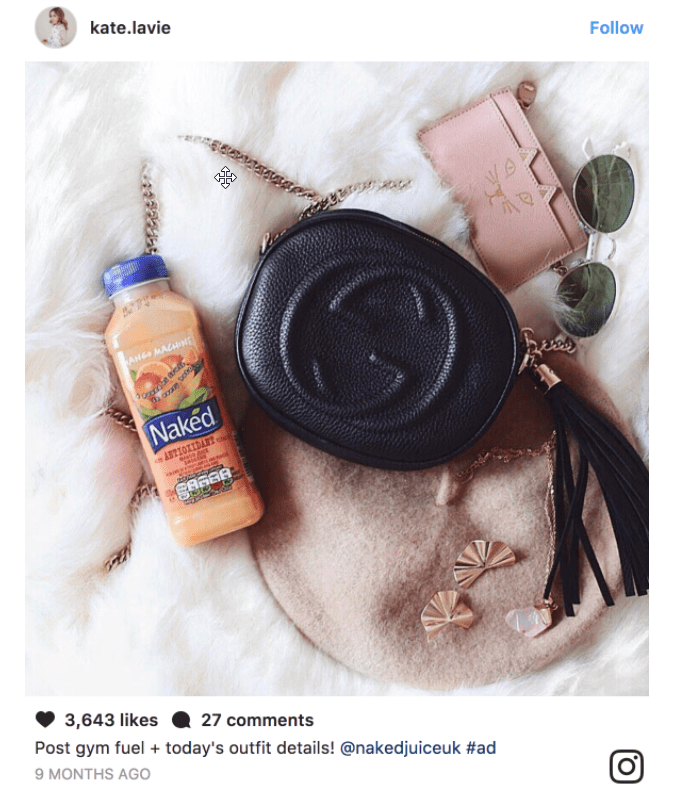 Naked Juice used Kate La Vie to market their product on Instagram