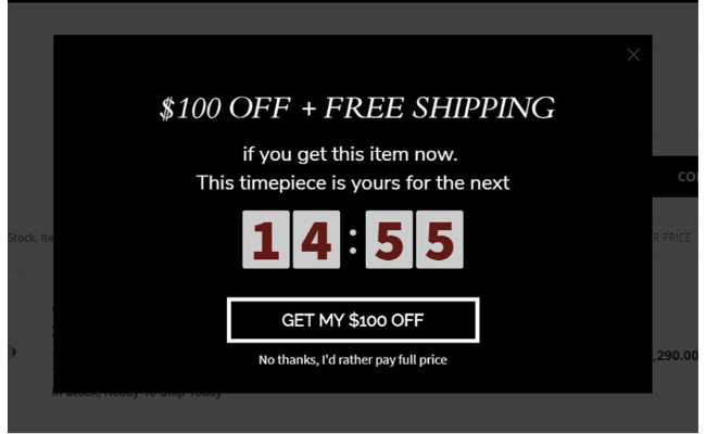 limited time offer pop-up ads