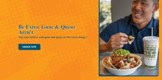 Qdoba shows a man eating food.