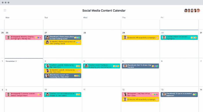 social media content calendar sample