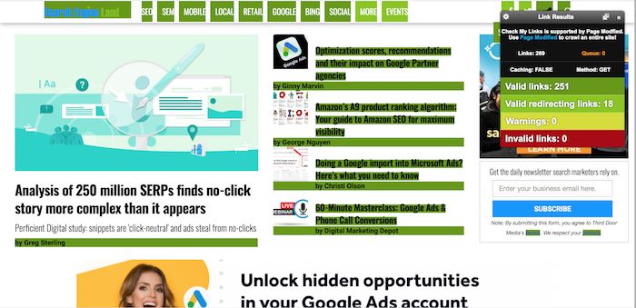 Check My Link's SEO Chrome extension tool highlighting links in a post