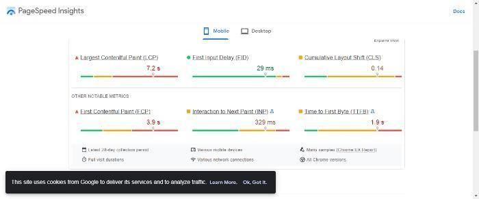 Pagespeed Insight's SEO Chrome extension tool